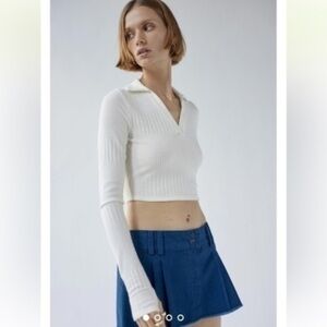 Urban Renewal Remnants Ribbed Collar shirt white size Large L y2k streetwear J